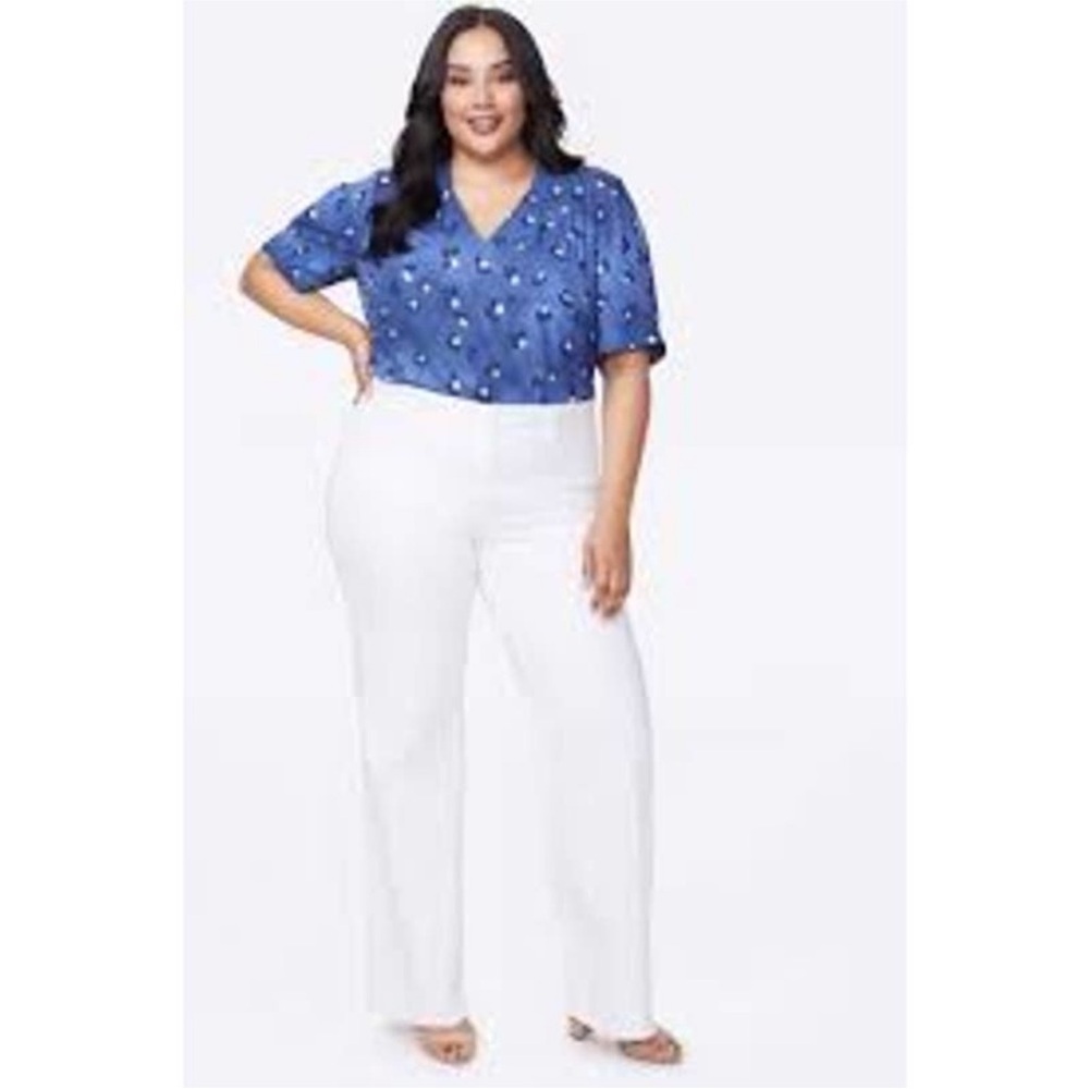 NYDJ Teresa Wide Leg Jeans 18W Tummy Control Lift Tuck Optic White Stretch EUC